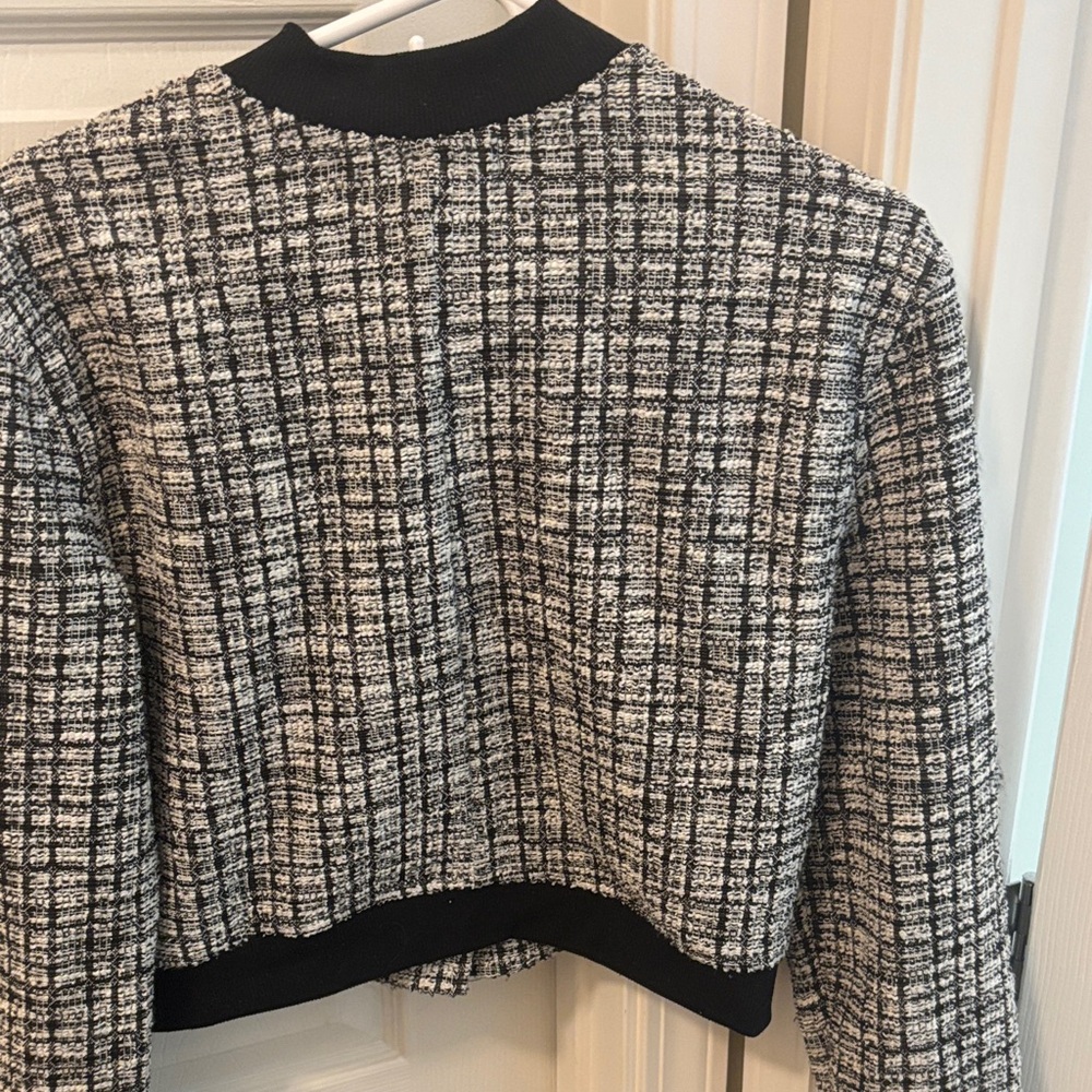 Madden NYC Black and White Checkered Bomber Jacket - Picture 10 of 11